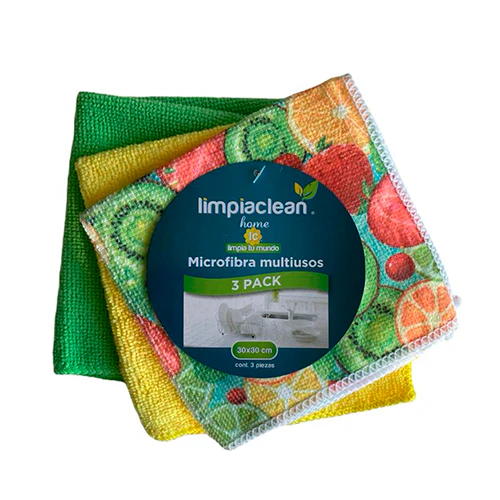 Paño Microfibra Decorada 3 Pack 30x30cm LIMPIACLEAN