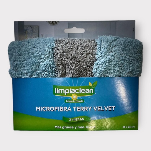 Paño Microfibra Terry Velvet 3Pack 25x25cm LIMPIACLEAN
